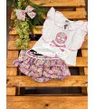 Conjunto camiseta calavera y braguita flor de Mon Petit Bonbon
