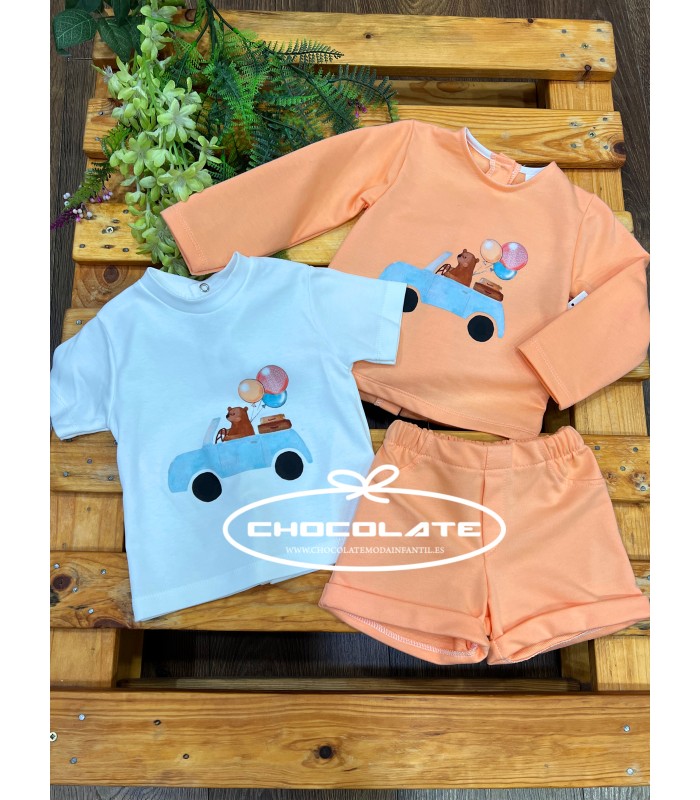 Conjunto tres piezas naranja de Valentina bebés para niño | Conjunt...
