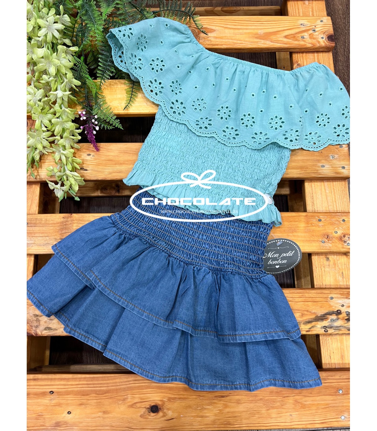 Top engomado verde agua de Mon Petit Bonbon para niña | Precioso to...
