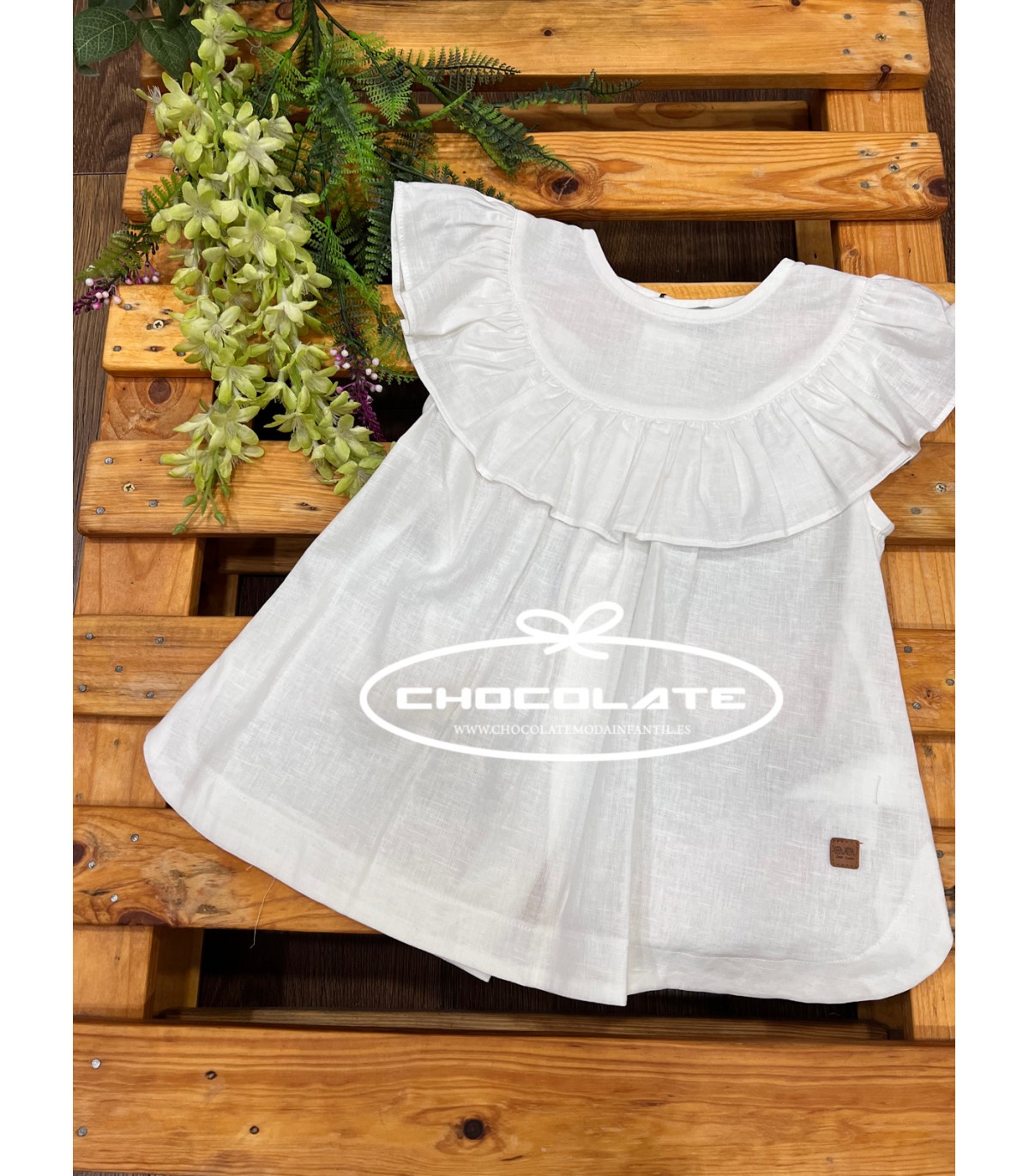 Blusón blanco para niña de la marca José Varón | Blusón para niña c...