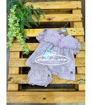 Blusa y braguita vichy de Jose Varón para niña | Conjunto de bragui...