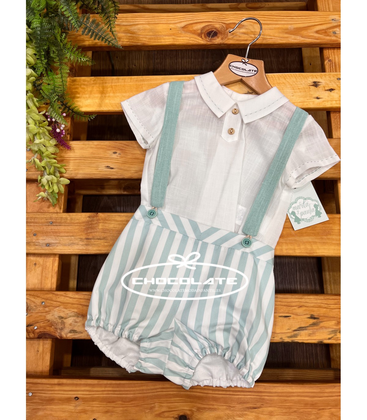 Conjunto Zodiaco rayas verde agua de Marta y Paula para niño | Conj...