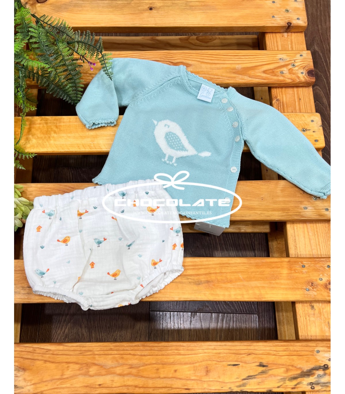 Conjunto para bebé niño de jubón verde agua y ranita de Granlei | C...