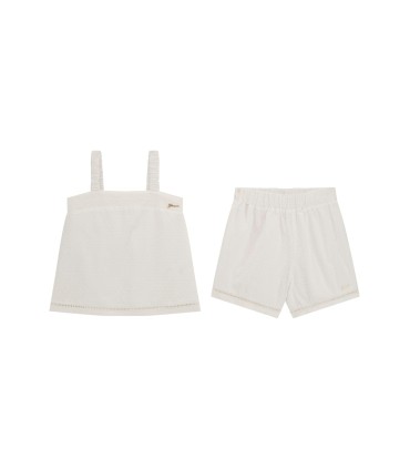 Conjunto de top y short en plumeti blanco de Guess para niña | Prec...