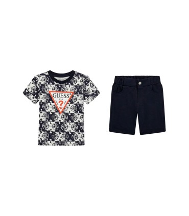 Conjunto bermuda marino y camiseta de Guess para niño | Bonito conj...