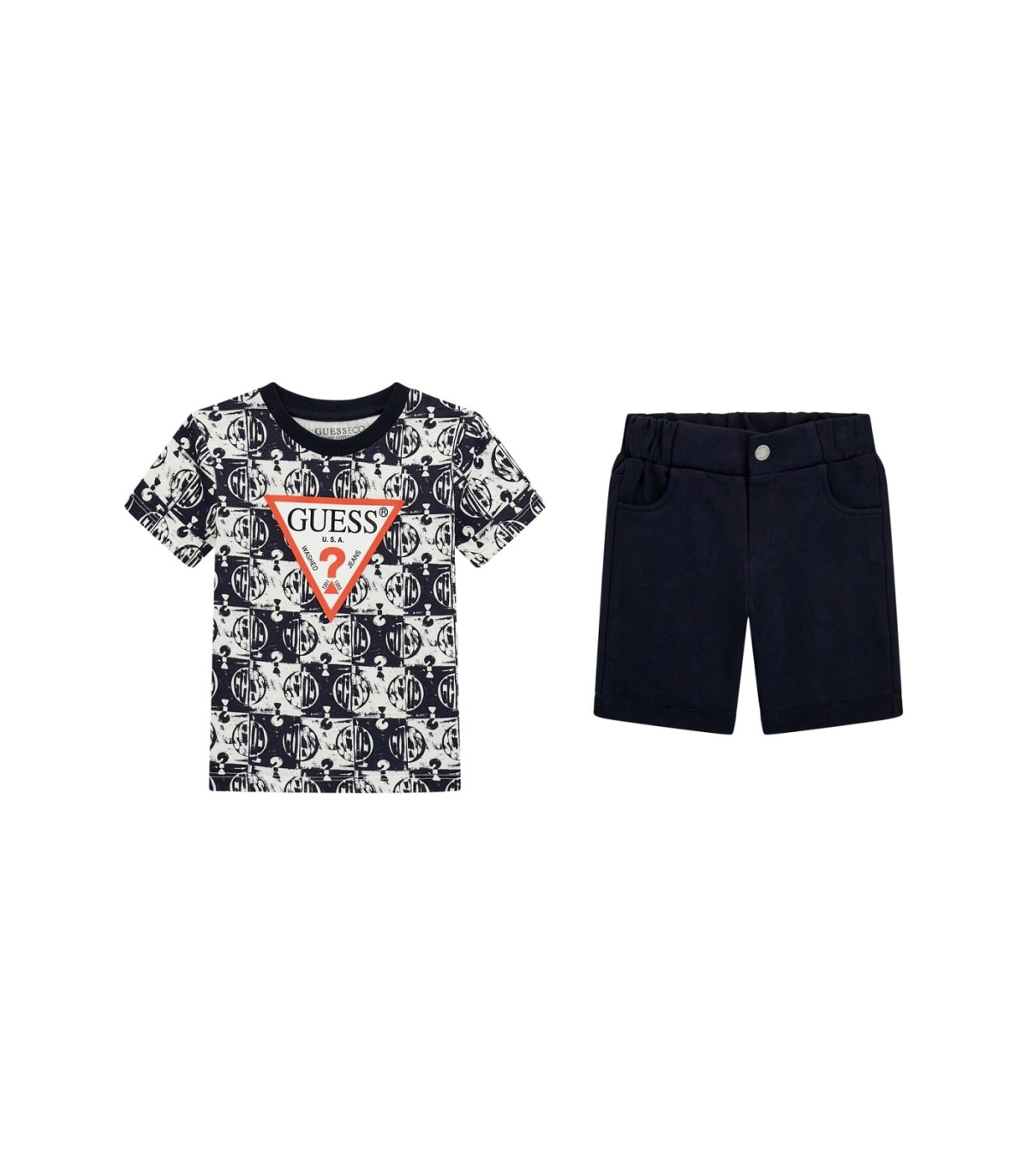 Conjunto bermuda marino y camiseta de Guess para niño | Bonito conj...
