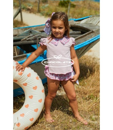 Braga volantes y polo cuello flor Lila Flicka de La Martinica | Con...