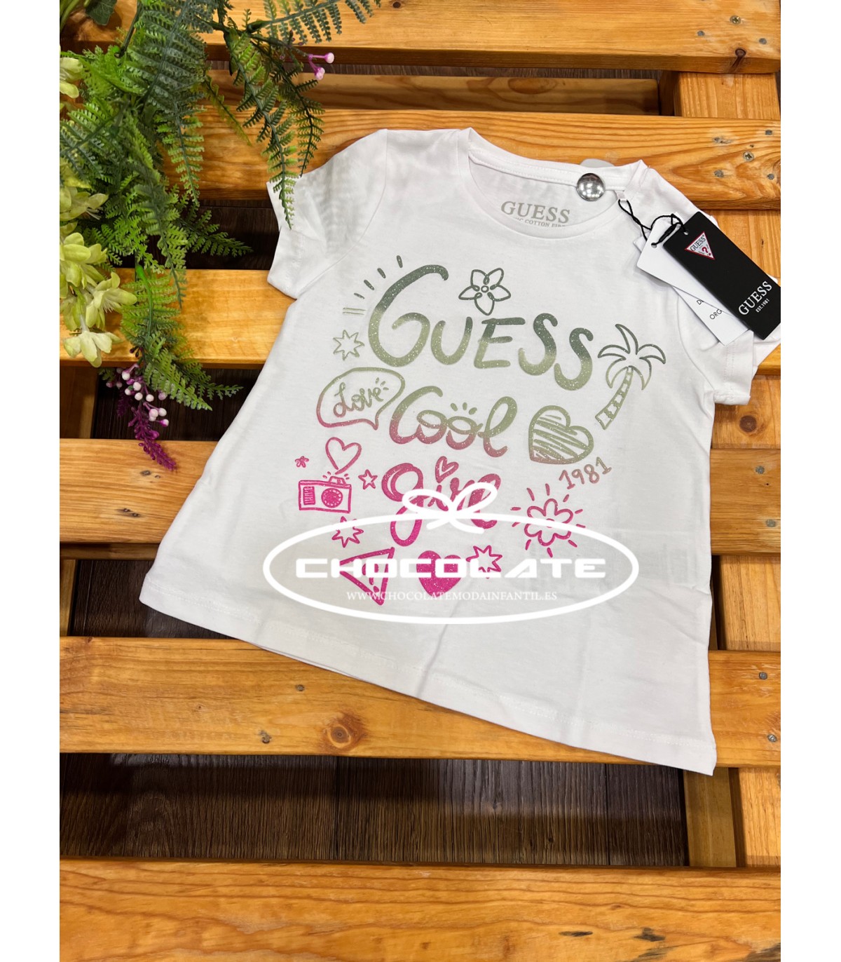 Camiseta blanca de Guess para niña | Camiseta blanca de Guess para ...