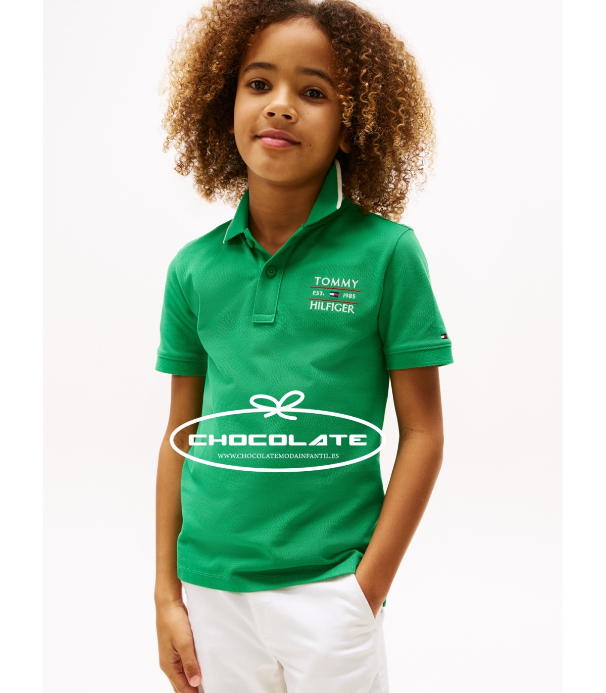 Polo de piqué verde de Tommy Hilfiger para niño | Polo para niño de...