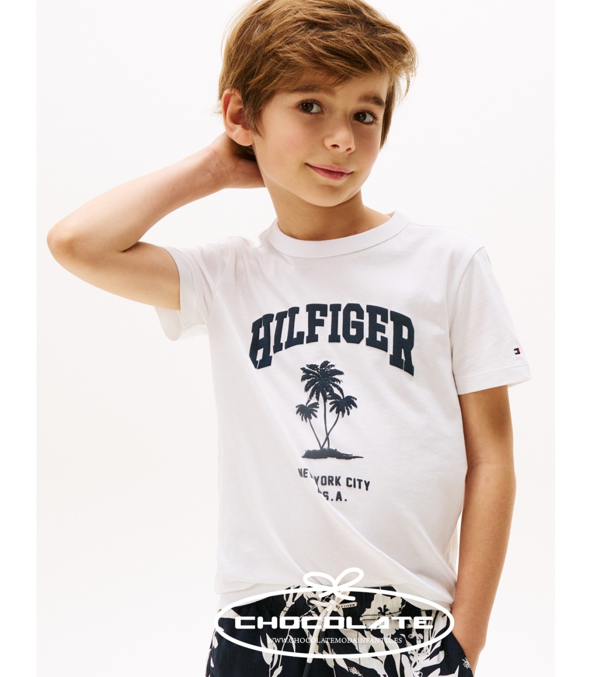 Camiseta blanca con palmera de Tommy Hilfiger para niño | Camiseta ...