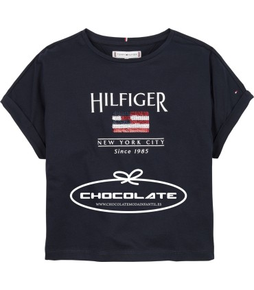 Camiseta azul marino de Tommy Hilfiger para niña | Camiseta de Tomm...