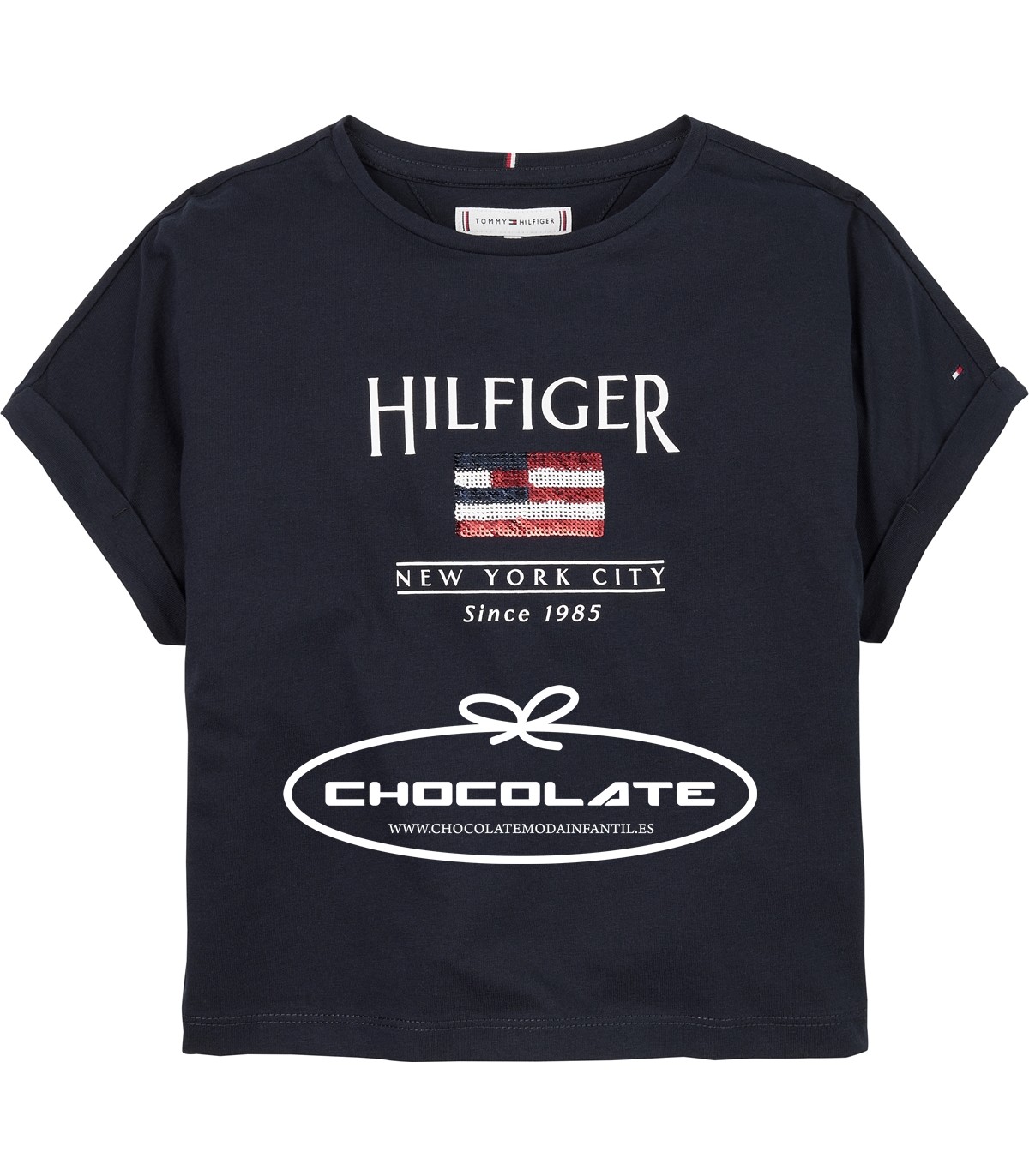 Camiseta azul marino de Tommy Hilfiger para niña | Camiseta de Tomm...