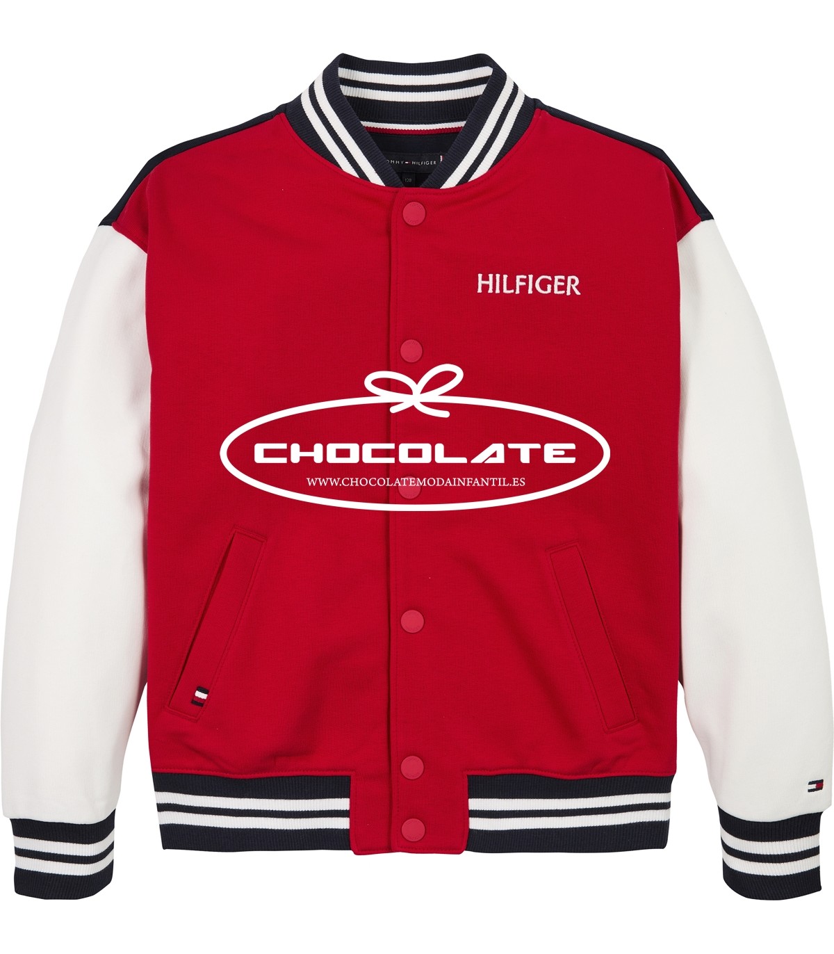 Chaqueta bomber roja, blanca y marino de Tommy Hilfiger para niño |...