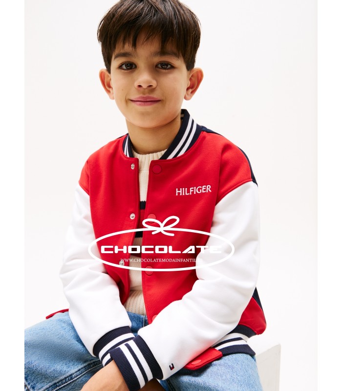 Chaqueta bomber roja, blanca y marino de Tommy Hilfiger para niño |...