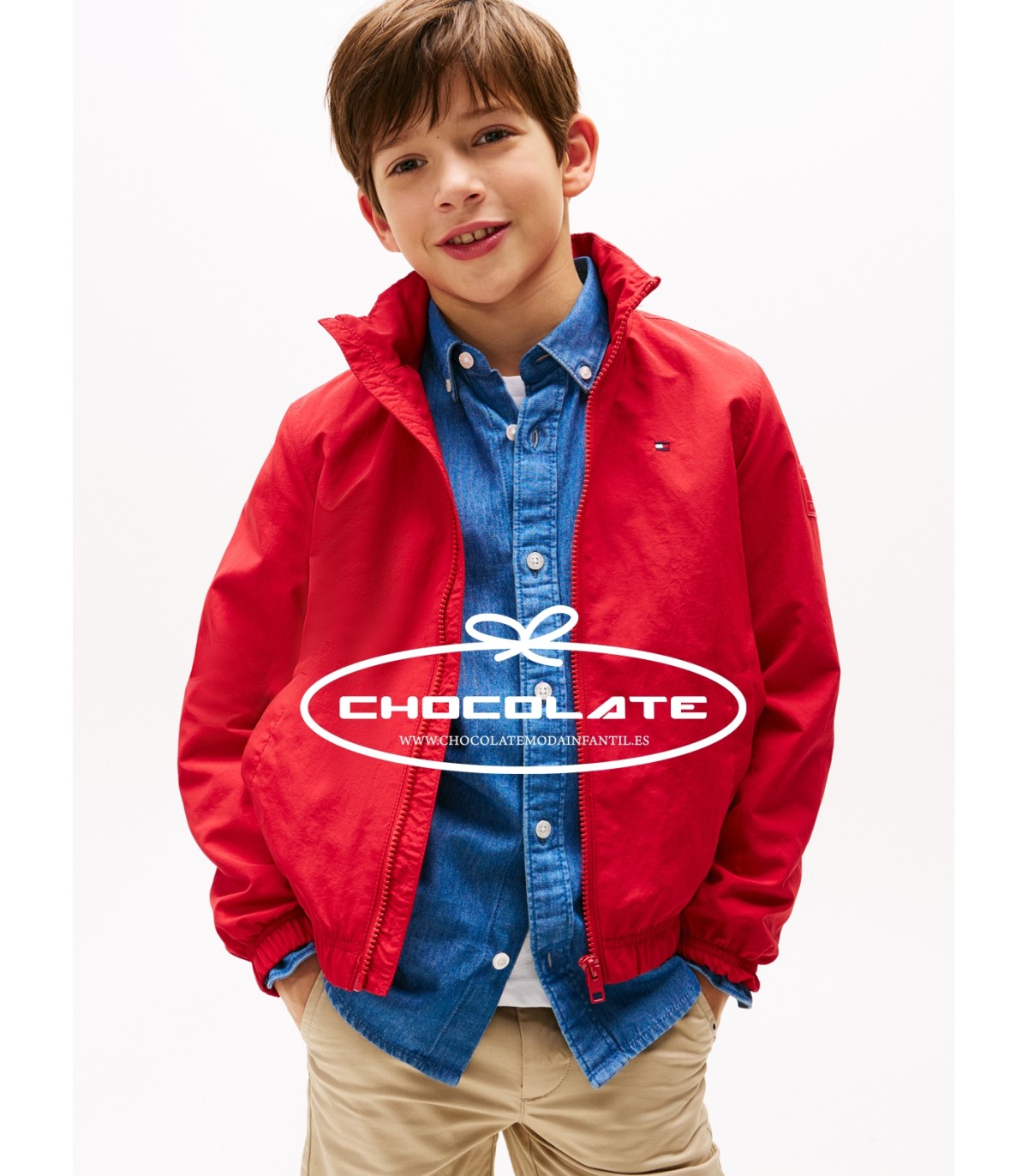 Cazadora roja de verano de Tommy Hilfiger para niño | Preciosa caza...