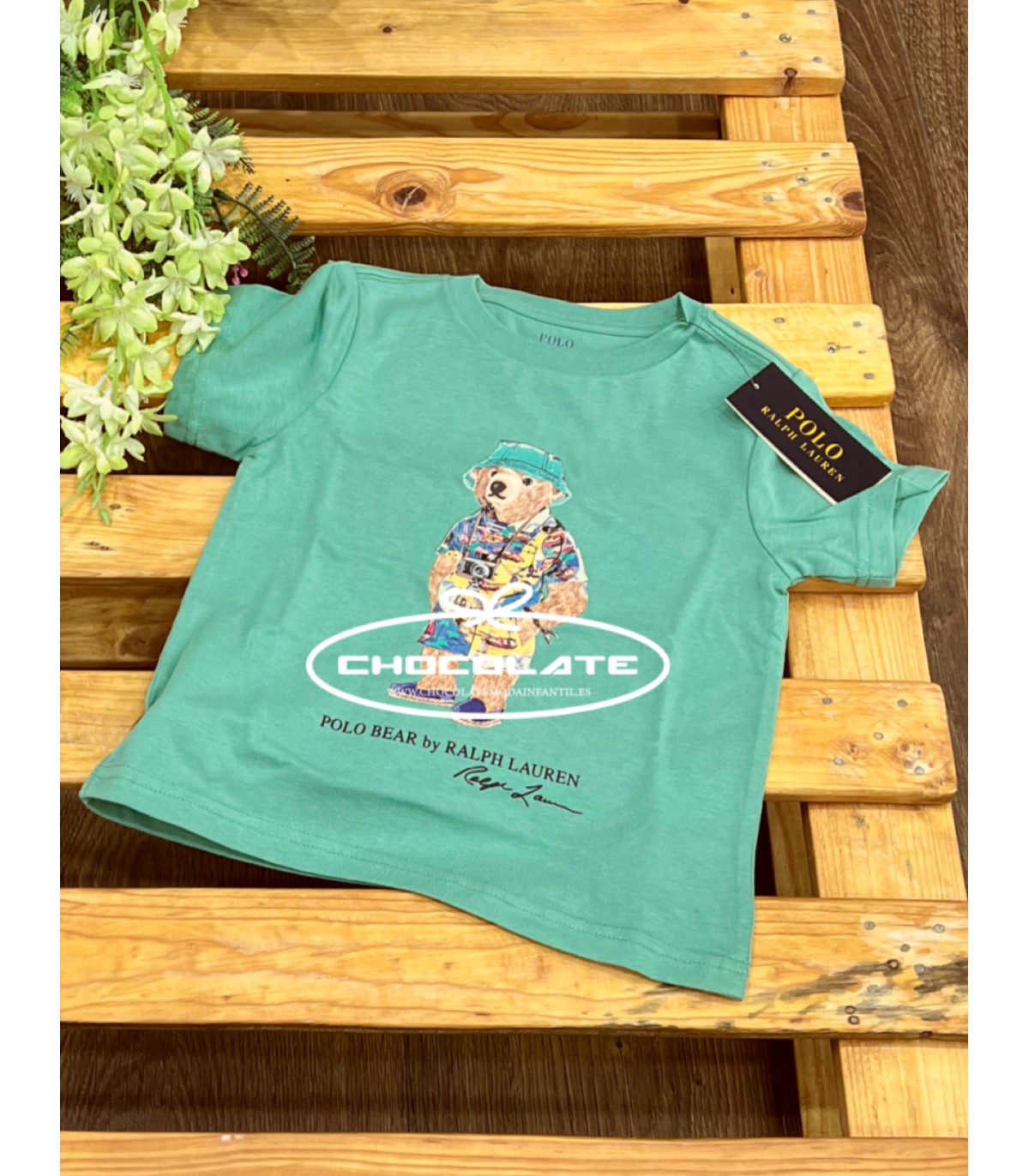 Camiseta verde con osito de Ralph Lauren kids | Camiseta verde de m...