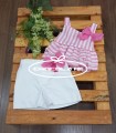 Short y blusón rayas blanco y rosa de Nini | Conjunto para niña de ...