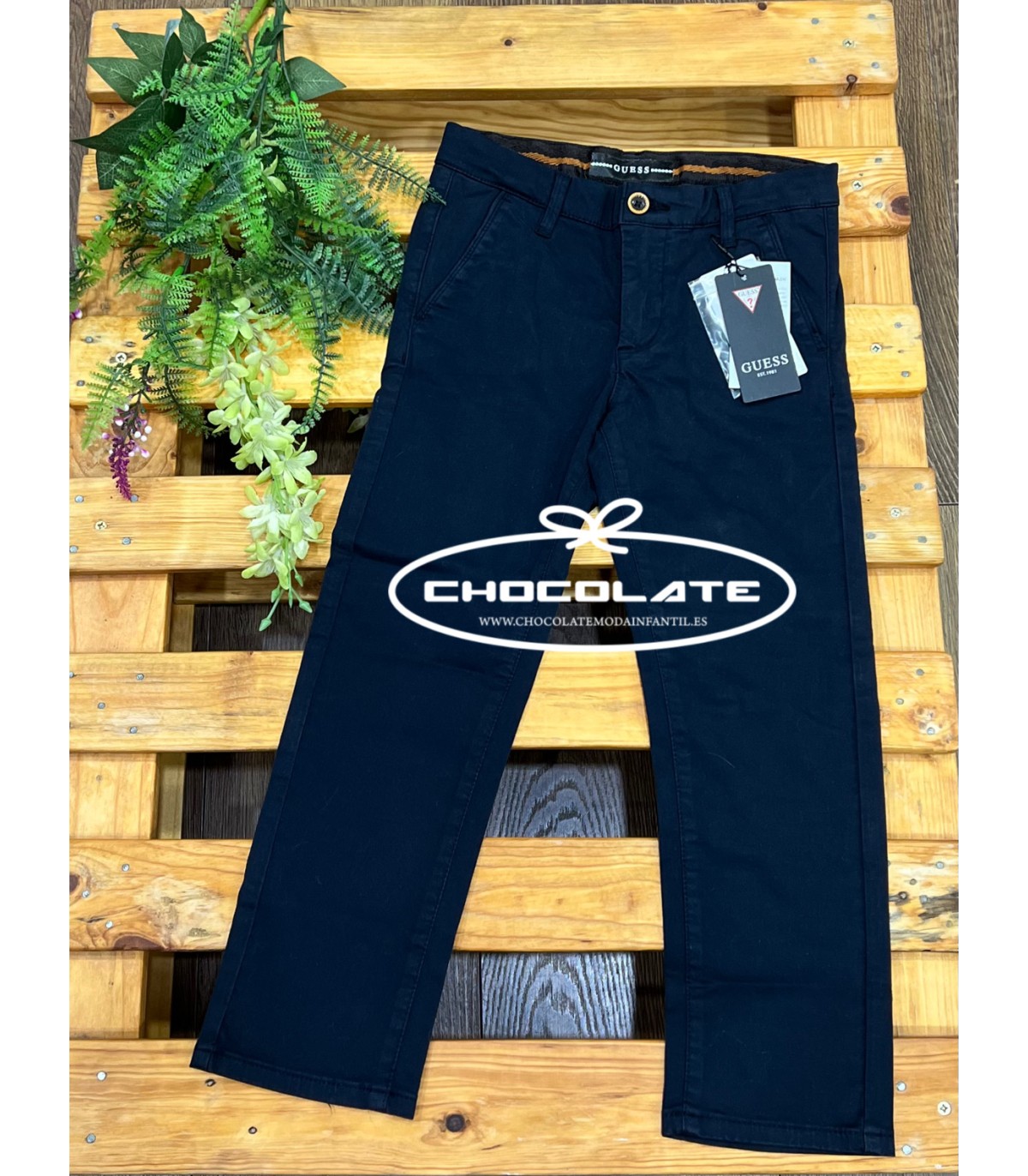 Pantalón chino azul marino de Guess para niño | Pantalón azul marin...