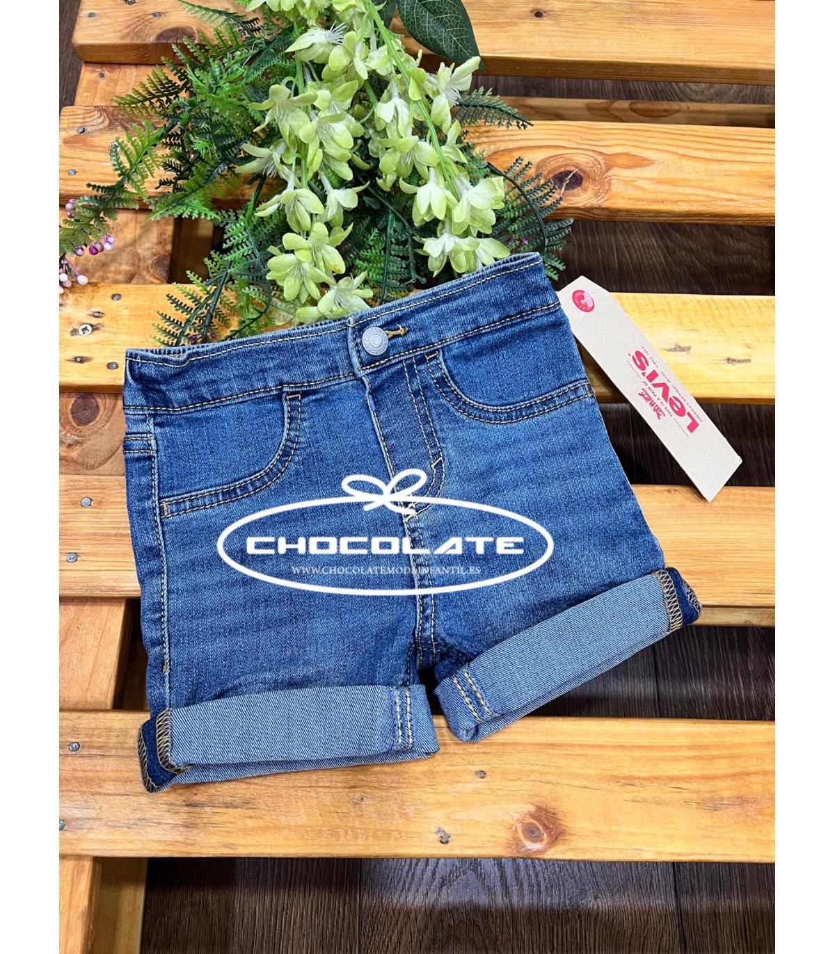 Bermuda vaquera lavado medio de Levis para bebé | Bermuda vaquera d...