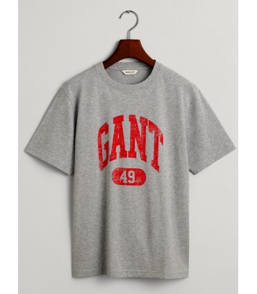 Camiseta gris de Gant para niño con logo rojo | Camiseta gris de ma...