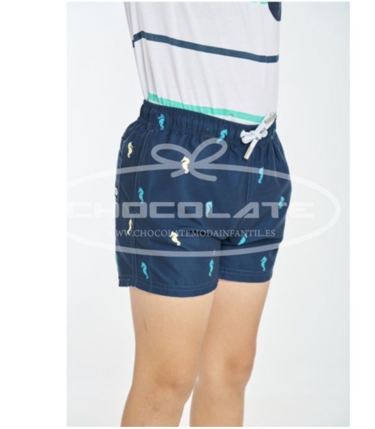 Bañador azul marino caballos de mar Spagnolo | Bañador para niño en...