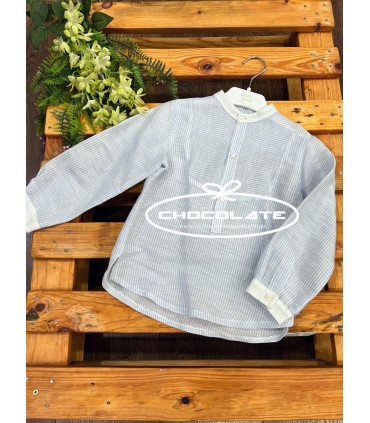 Camisa rayas azules para niño de Marta y Paula | Camisa de cuello m...