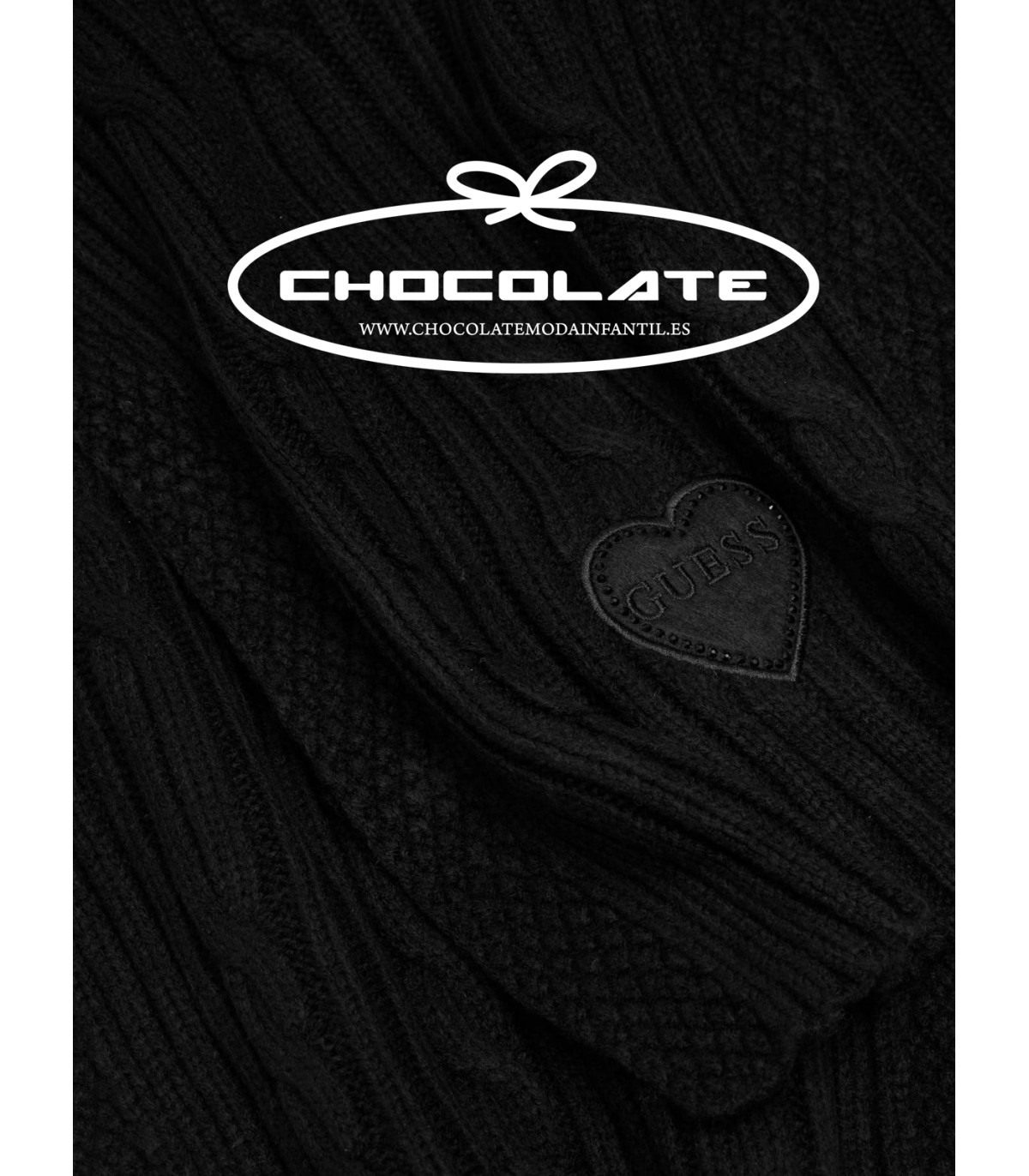 Bufanda negra niña Guess | Bufanda en punto color negro para niña d...