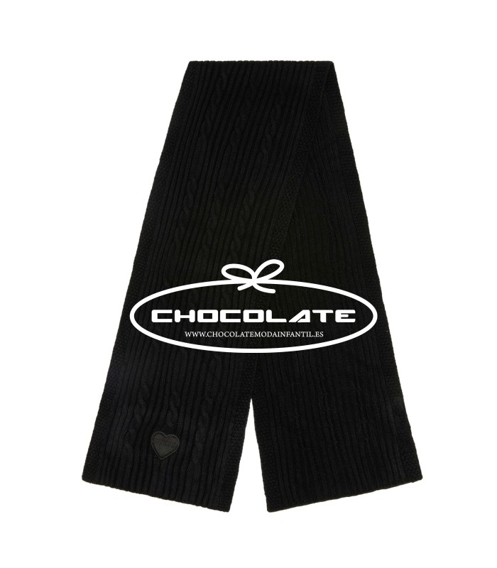 Bufanda negra niña Guess | Bufanda en punto color negro para niña d...