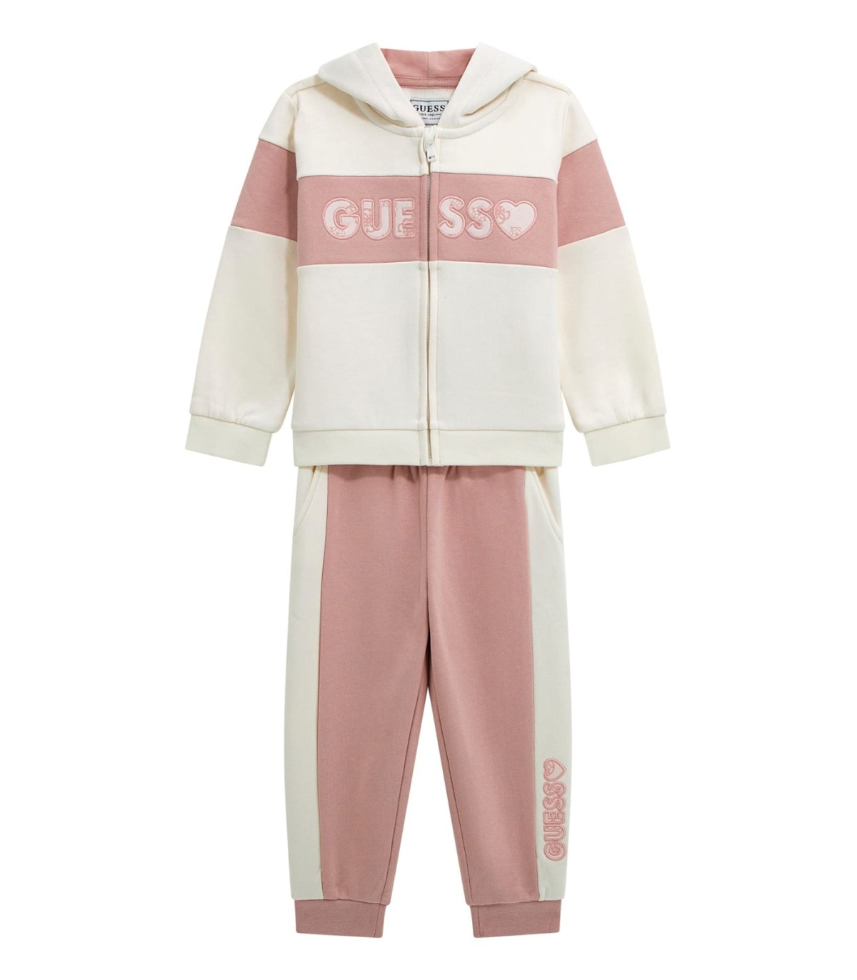 Chándal niña beige y rosa Guess | Chándal para bebe niña formado po...