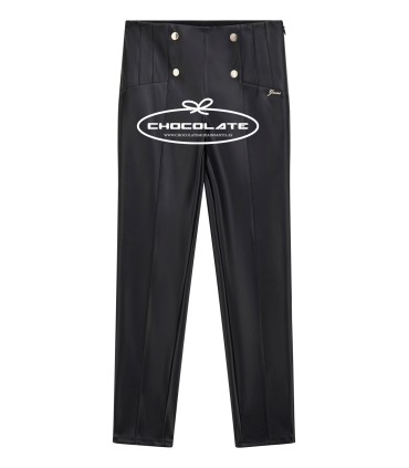 Leggin de Guess para niña en polipiel negra | Legging negro de poli...