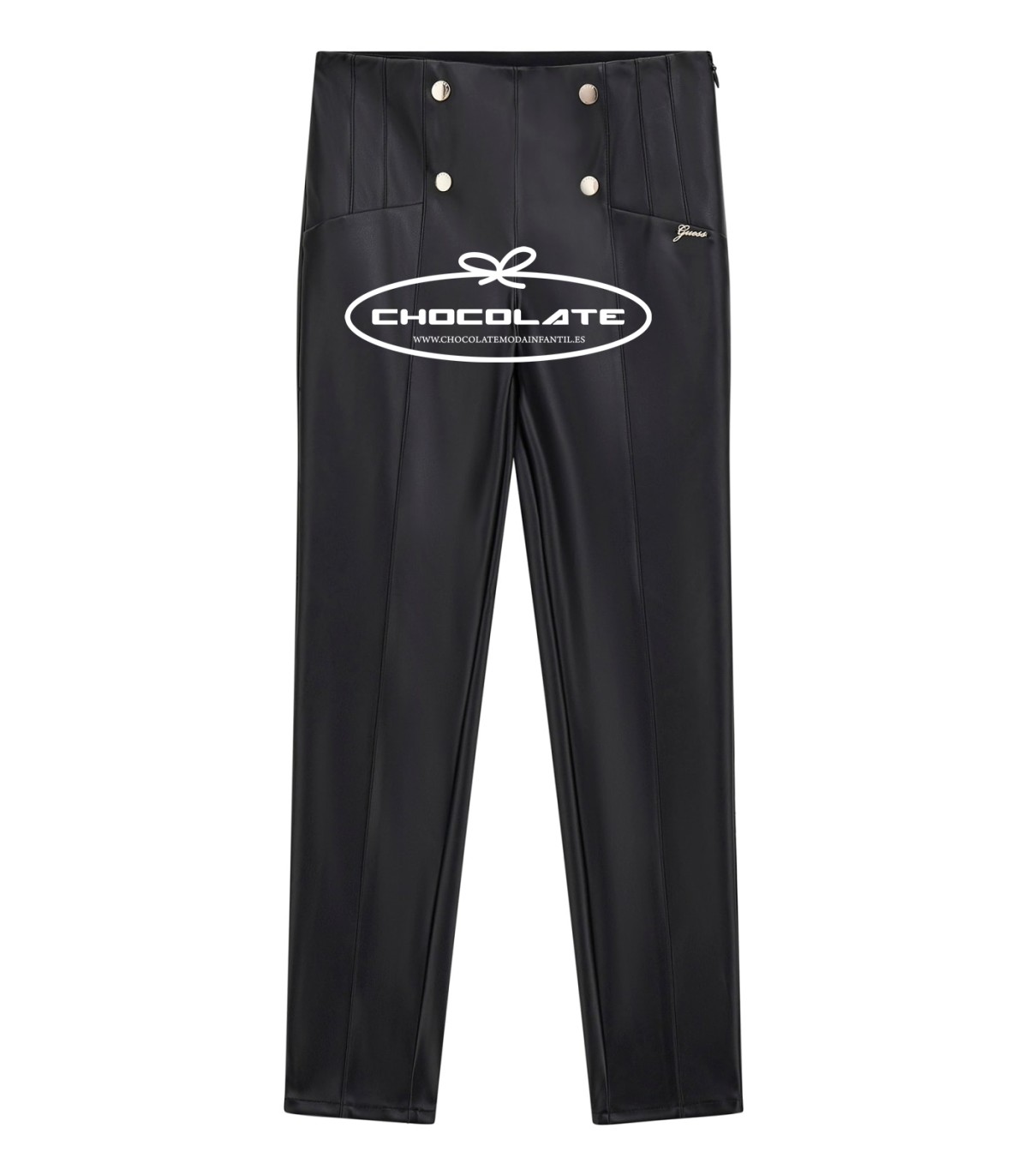 Leggin de Guess para niña en polipiel negra | Legging negro de poli...