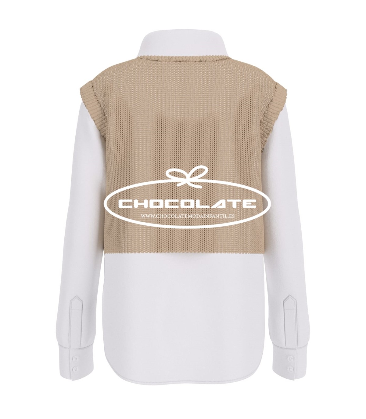 Camisa blanca con chaleco camel de Guess para niña | Camisa blanca ...