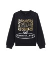 Sudadera negra con logo en leopardo dorado de Guess para niña