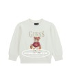 Sudadera blanco roto con osito de Guess para niña
