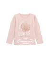 Camiseta rosa de Guess para niña con corazón en relieve | Camiseta ...