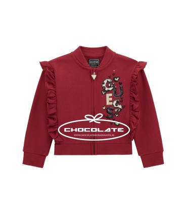 Sudadera burdeos de Guess para niña | Sudadera de Guess kids para n...