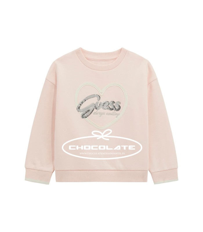 Sudadera rosa de Guess para niña | Sudadera de Guess kids para niña...