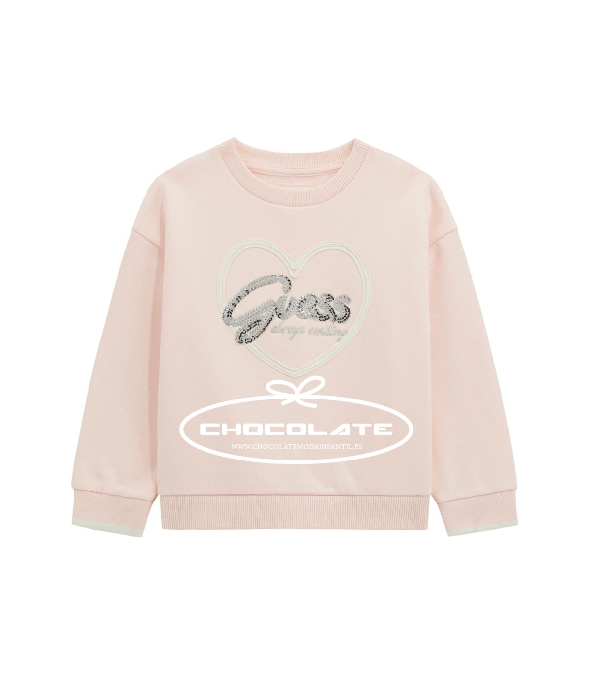 Sudadera rosa de Guess para niña | Sudadera de Guess kids para niña...