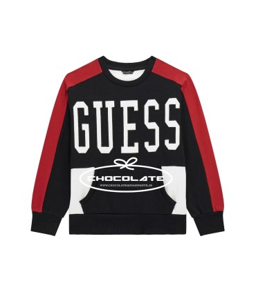 Sudadera negra y roja de Guess para niño | Sudadera oversize para n...