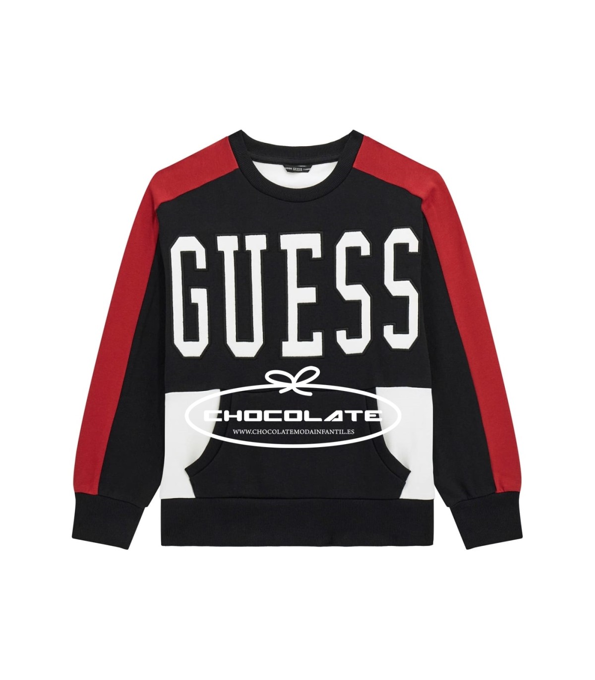 Sudadera negra y roja de Guess para niño | Sudadera oversize para n...