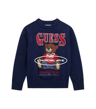Jersey azul marino con osito de Guess para niño | Precioso jersey p...