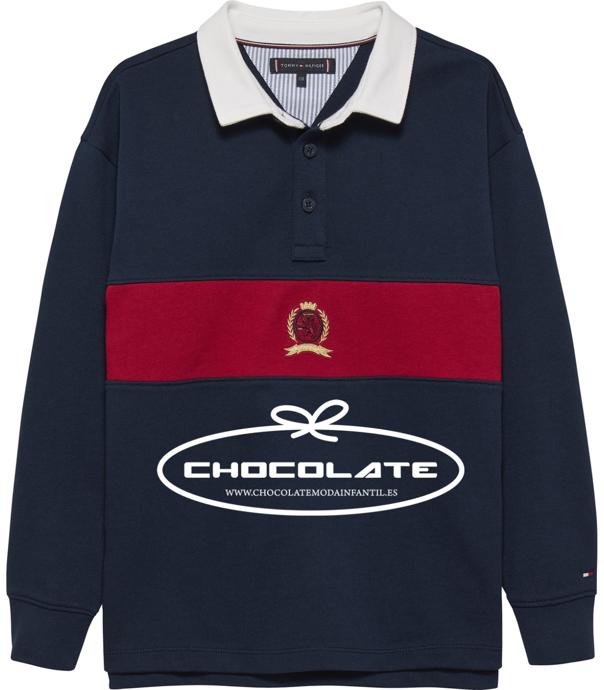 Polo azul marino franja roja de Tommy Hilfiger para niño | 👕Polo az...