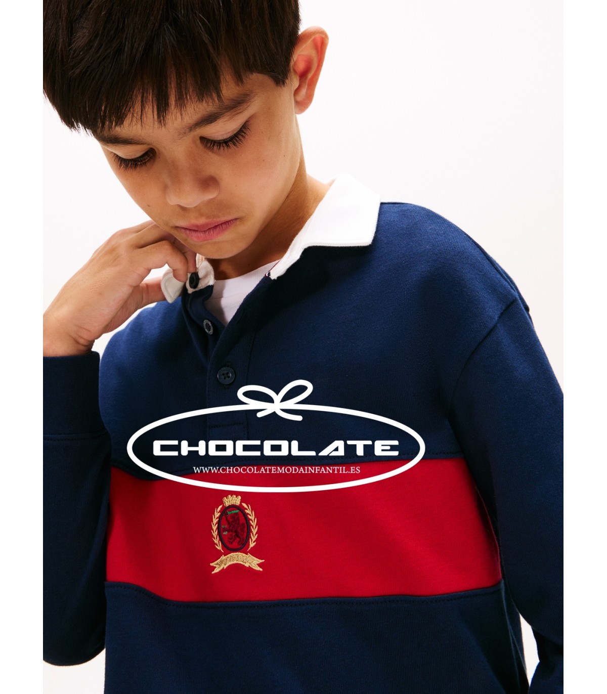 Polo azul marino franja roja de Tommy Hilfiger para niño | 👕Polo az...