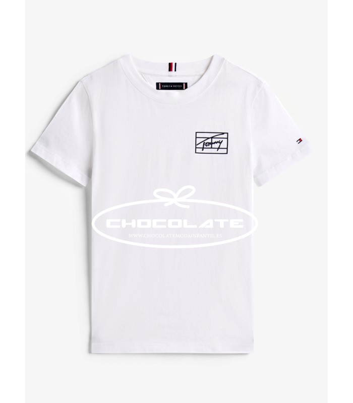 Camiseta niño blanca logo lateral Tommy Hilfiger | Camiseta de mang...