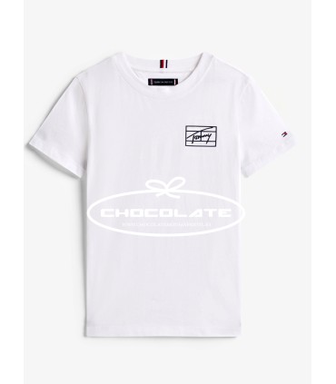 Camiseta niño blanca logo lateral Tommy Hilfiger | Camiseta de mang...