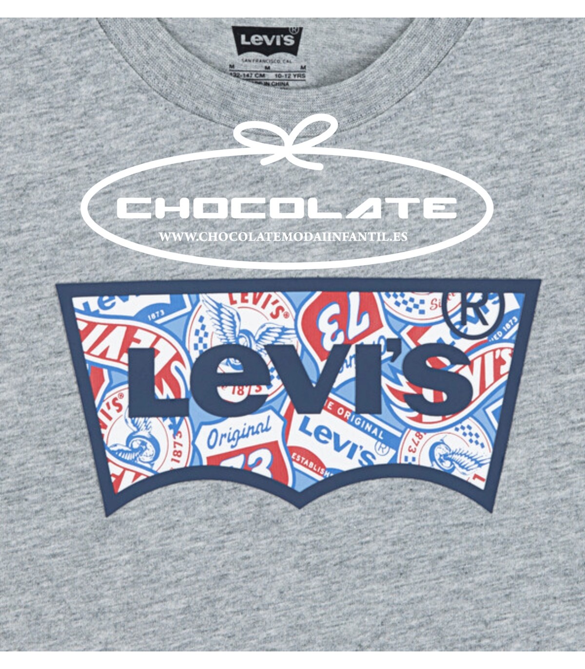Camiseta gris logo chapas Levis | Camiseta estilo básico para niño ...