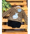 Conjunto jersey conejito y ranita negra de Mon Petit Bonbon para niño