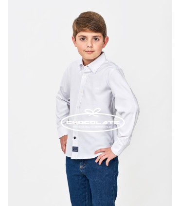 Camisa blanca para niño de Spagnolo | Camisa blanca en tejido oxfor...