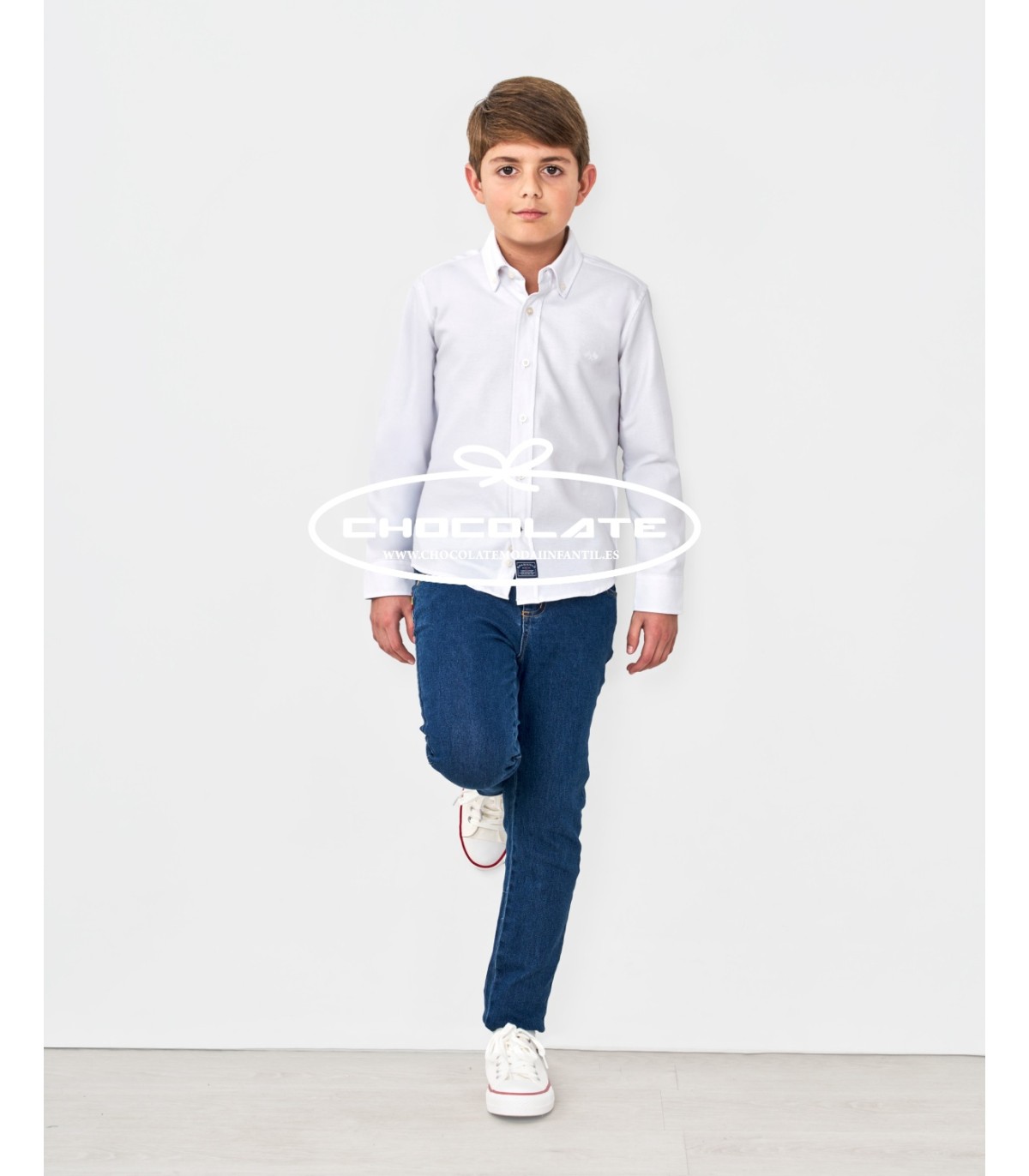 Camisa blanca para niño de Spagnolo | Camisa blanca en tejido oxfor...