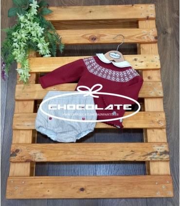 Conjunto para bebé niño de jubón burdeos y ranita de Granlei | Conj...